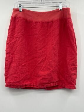 Cut Loose Coral 100% Linen Pull-On Skirt XL Boho Lagenlook Made in USA Coastal